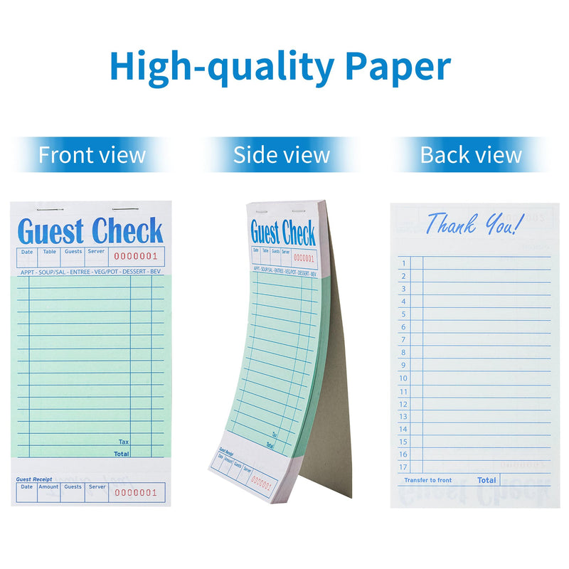 [Australia - AusPower] - 6 Pack Guest Checks Books for Servers Server Note Pads, Waiter Checkbook, Waitress Notepad for Restaurants, Paper Checks 50 Sheets/Pack, 300 Total Tickets Green 6pcs 