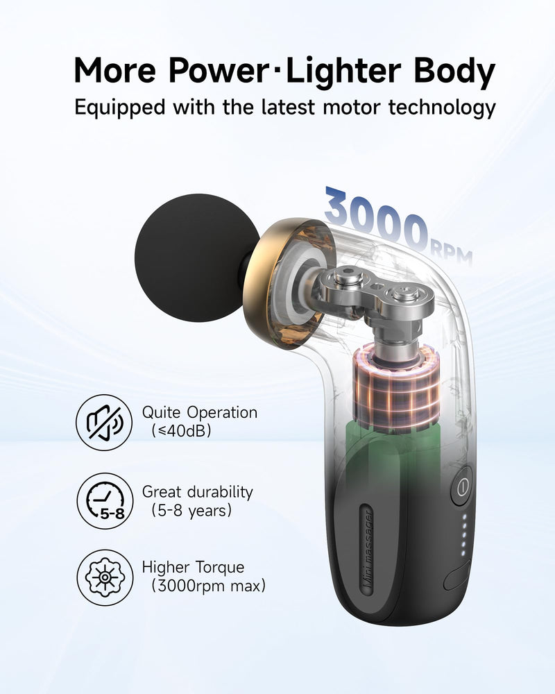 [Australia - AusPower] - HEYCHY A1 Super Mini Massage Gun, Percussion Deep Tissues Muscle Massager, Travel Massage Gun, Compact Sports Massager, Portable Handheld Massager for Office, Home, Athletes(Black) Black 