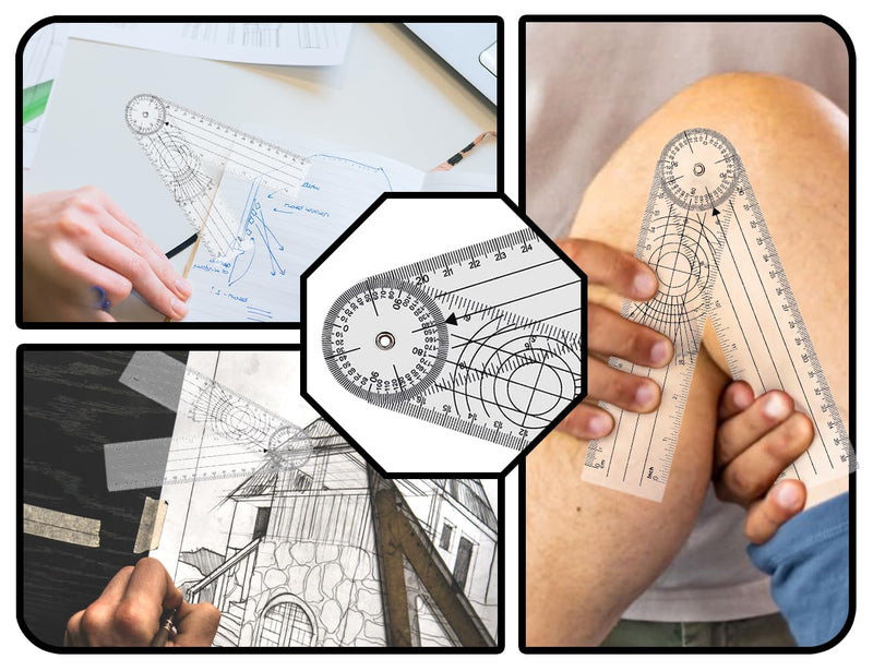 [Australia - AusPower] - KAPSING Protractor, PVC Goniometer, Physiotherapy, Transparent 360° Rotation Protractor Physiotherapy, 14 Inch Medical Protractor (1) 1 