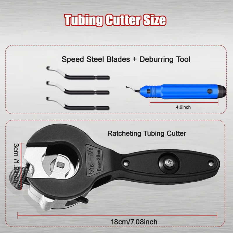 Ratcheting Pipe Cutter Tool,Ratchet-Type Tube Pipe Cutter,One-Hand Fast Pipes Cutting Tool,for Cutting 5/16-1-1/8 Inch Pvc Stainless Steel Copper Aluminium,Quick Cut Ratchet Tubing(Red,1/4"–7/8") 1/4"–7/8" Red