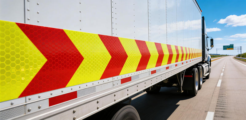 AISEY 2 Inch x 30 Feet Red Yellow Reflective Safety Tape, Honeycomb Prismatic Conspicuity Tape for Trucks, Trailers, Vehicles, Road Barriers 2" X 30FT Red & Yellow