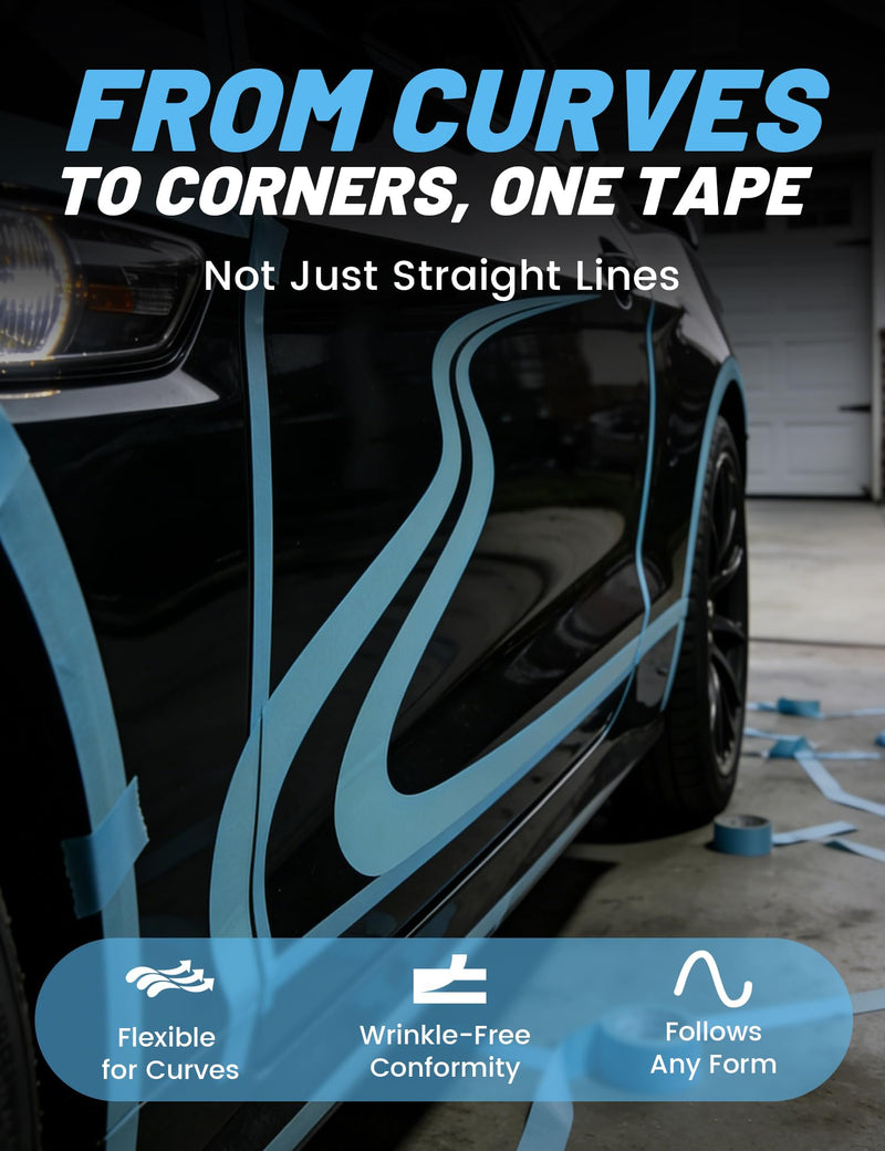RED WOLF PVC Fine Line Pinstriping Tape 3/4" x 36yd 3 Rolls, Automotive Car Paint Masking Tape for Sharp Graphic Design Curves Conformable Stretch Fineline Pinstripe Tape for Motorcycle DIY Paint Art 3/4 inch - 3 roll