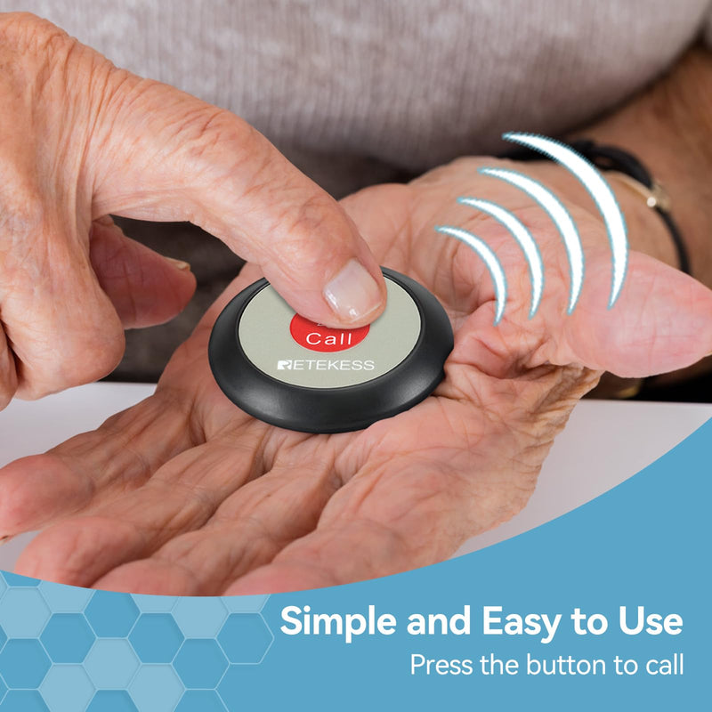 Retekess TH009 Life Alert System,Caregiver Pager,Wireless Nurse Call System,Waterproof,5 Alert Call Button for TH107 Wireless Calling System