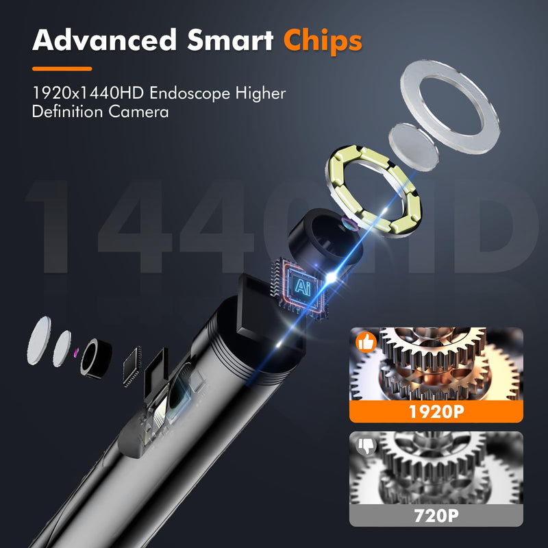 [Australia - AusPower] - Dual Lens Endoscope Camera with Light TLMUSE Borescope 1920P HD Inspection Camera with Light, IP67 Waterproof Borescope Camera with Light Scope Camera Endoscope Camera for Android, iPhone, iPad Dual Lens-16.5FT 