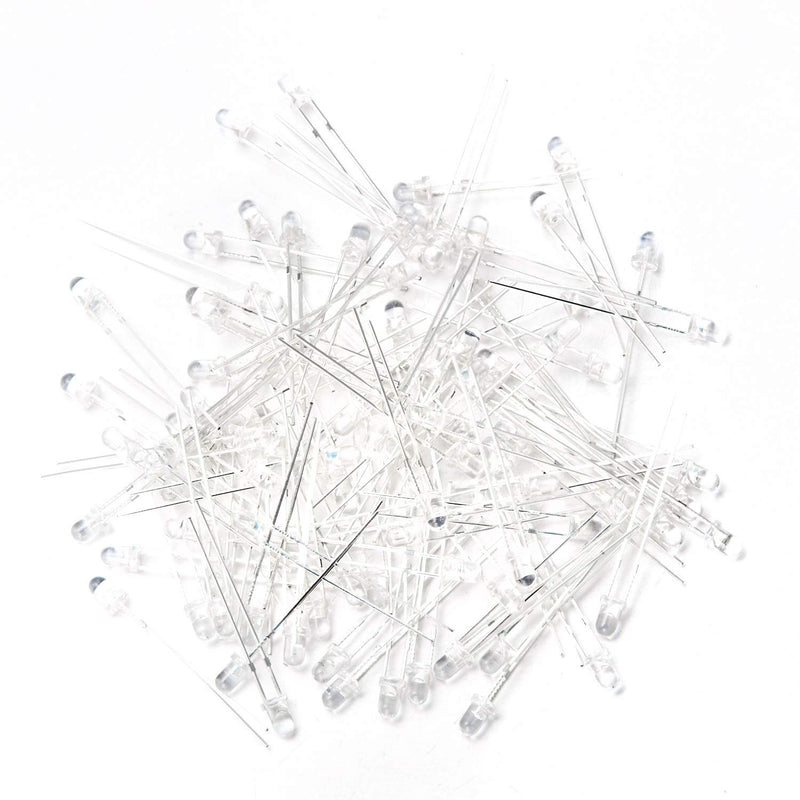 CHANZON Pack of 100 3 mm Infrared Emitter IR 850 nm Emitter LED Diode Lights (Clear Transparent Round Lens DC 1.4 V-1.6 V 20 mA) Light Bulb Lamps Electronic Components Display Light Emitting Diodes