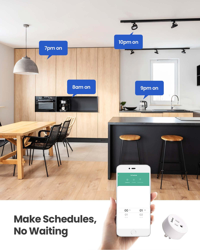 Zoiinet Smart Plug Switch, 2.4G WiFi Outlet Time Switch, Compatible with Alexa, Google Home, Smart Life & IFTTT APP, Voice Control & Timer, Buckle Design & Removable, No Hub Needed, Programmable 1 Switch 1 Outlet