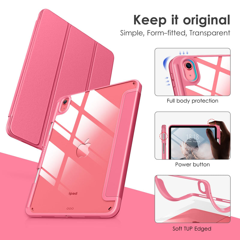 [Australia - AusPower] - DTTOCASE for iPad 10th Generation Case 2022, 10.9 Inch Case with Clear Transparent Back and TPU Shockproof Frame Cover [Built-in Pencil Holder, Support Auto Sleep/Wake] -Watermelon Watermelon 
