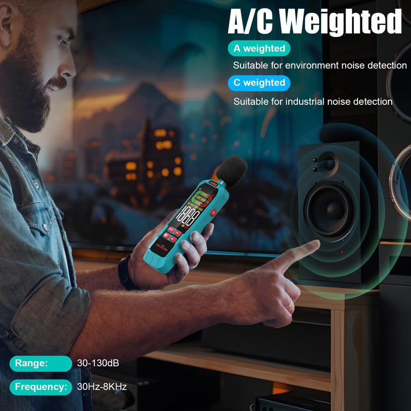 [Australia - AusPower] - Kiprim NM01 Decibel Meter with Max/Min Value Recording Volume Meter Sound Level Meter DB Meter with A/C Weighting and Backlit LCD Screen - Includes Carry Bag 