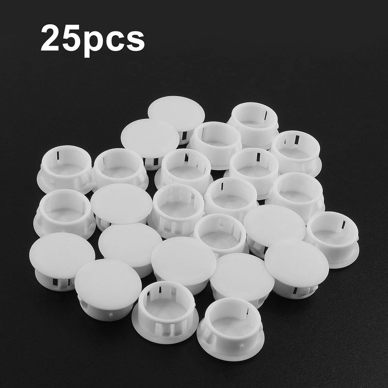[Australia - AusPower] - 25Pcs 3/4 Inch(19mm) White Hole Plug Plastic Hole Cover, Round End Cap Plug Flush Type Tube Insert Plug, Pipe Post Plug Panel Plug for Chair Furniture Glide Protectors 3/4" / 19mm(25Pcs) 