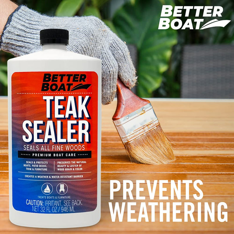 Better Boat Teak Cleaner and Brightener for Wood, Teak Oil or Sealer for Boats, Indoor Furniture, Shower Stools, and Outdoor Wood Furniture Restorer for Stains Teak Sealer Oil