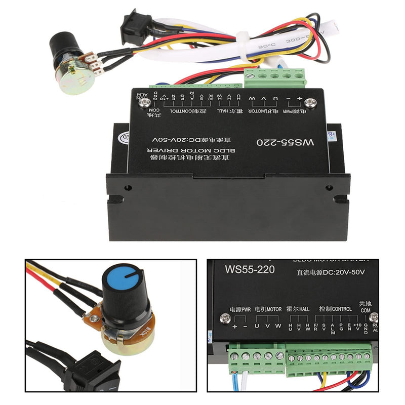 [Australia - AusPower] - Brushless Motor Controller, WS55-220 BLDC Motor, DC 48V 500W CNC Controller, for CNC Machine, Jade Grinding, Vibrating Motor 