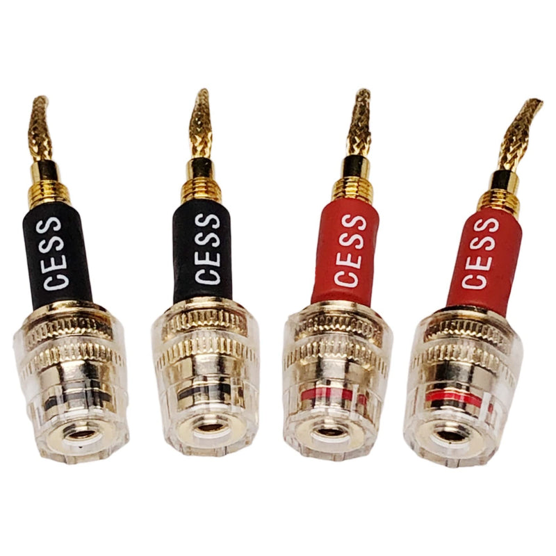 [Australia - AusPower] - CESS-220 Pin Banana Plug to 4mm Female Banana Jack/Speaker Wire, 4 Pack (Braided-Type to 4mm) Braided-type to 4mm 