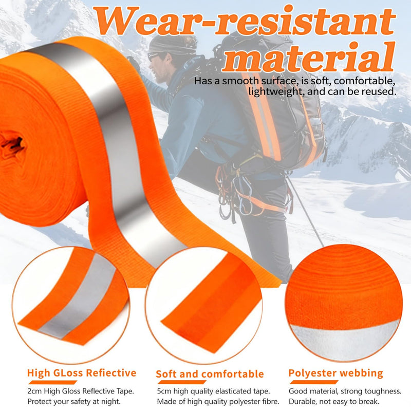 2" x 66ft Reflective Ribbon, 2 cm Reflective Width High Visibility Reflective Strip, Silver Florescent Safety Webbing for Walking Cycling Clothes Backpacks Pet Collars (Orange) Orange 2pcs 2" x 66 FT