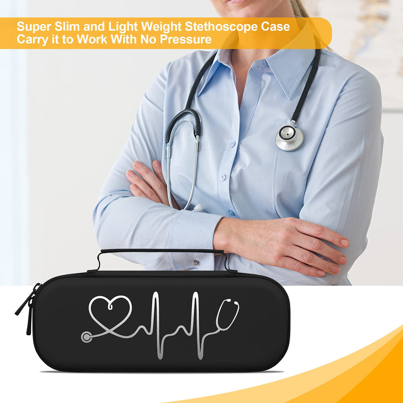 [Australia - AusPower] - BOVKE Stethoscope Case, Lightweight Slim Stethoscope Holder Compatible with 3M Littmann Classic III, Lightweight II S.E, Littmann Cardiology IV, MDF Acoustica Deluxe Stethoscopes, Black 