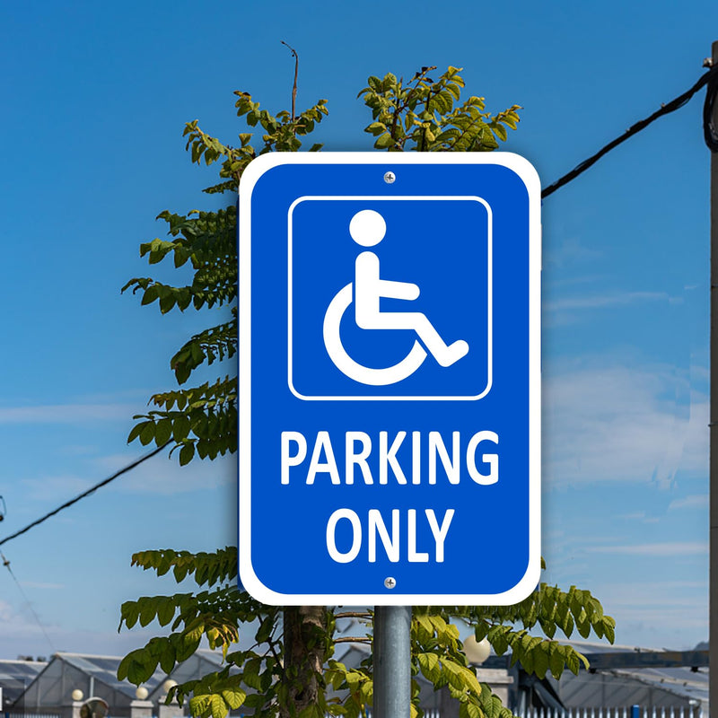 (2 Pack) Heavy-duty Aluminum Handicap Parking Only Sign, 18" x 12" Metal Handicap Signs for Parking Lot, Reflective, Durable, Outdoor, Weather Resistant, Waterproof, Rust Free 2