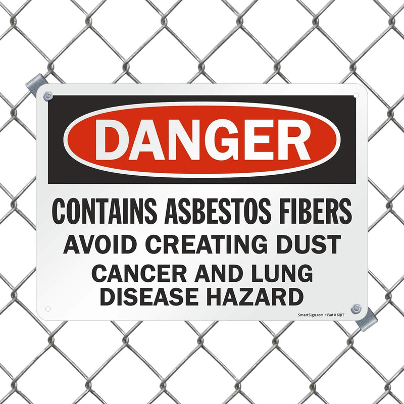 SmartSign "Danger - Contains Asbestos Fibers, Avoid Creating Dust" Sign | 10" x 14" Plastic