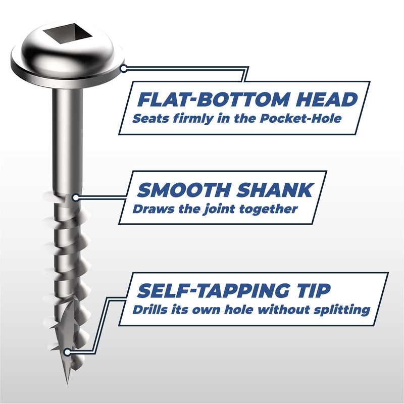[Australia - AusPower] - Kreg SML-C125-100 Zinc Pocket Screws, 1 1/4 Inch, 8 Coarse Thread, Maxi-Loc Head (100 Count) 