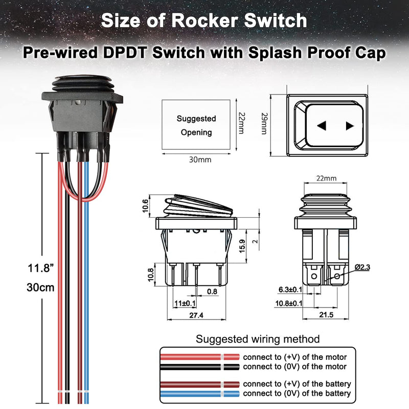 [Australia - AusPower] - 2" Stroke 12V Micro Linear Actuator with Momentary Switch, 188N/42lb Mini Small Electric Motion Actuators Waterproof Speed 5mm/s w/Mounting Brackets, Polarity Reverse Switch for Robot Window Opener 2 inch with Switch (Momentary) 