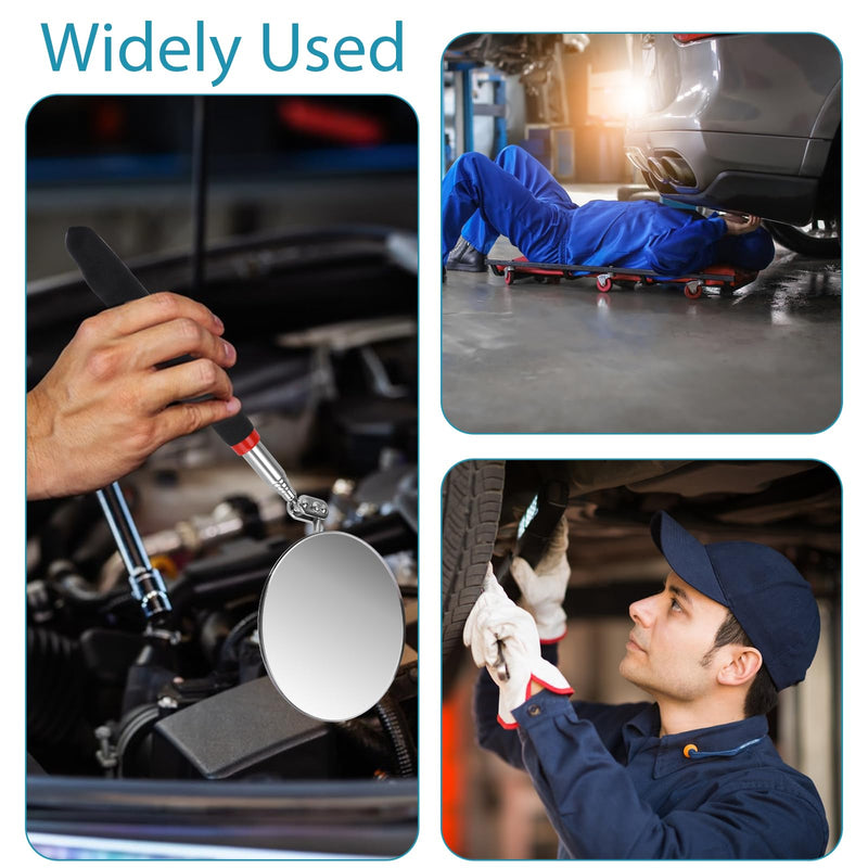 [Australia - AusPower] - Telescoping Inspection Mirror, Flexible Inspection Mirror, Circular Inspection Mirror 360 Rotation with Extended Handle Round Inspection Mirrors for Checking Vehicle Condition(Dia-3 Inch) 3 Inch 