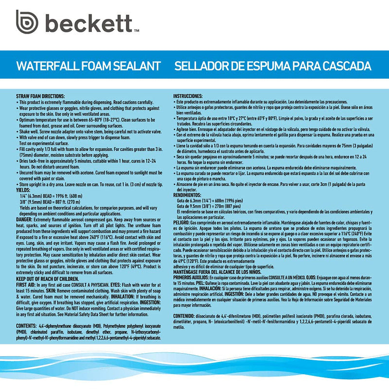 [Australia - AusPower] - Beckett Corporation Waterfall Foam Sealant 