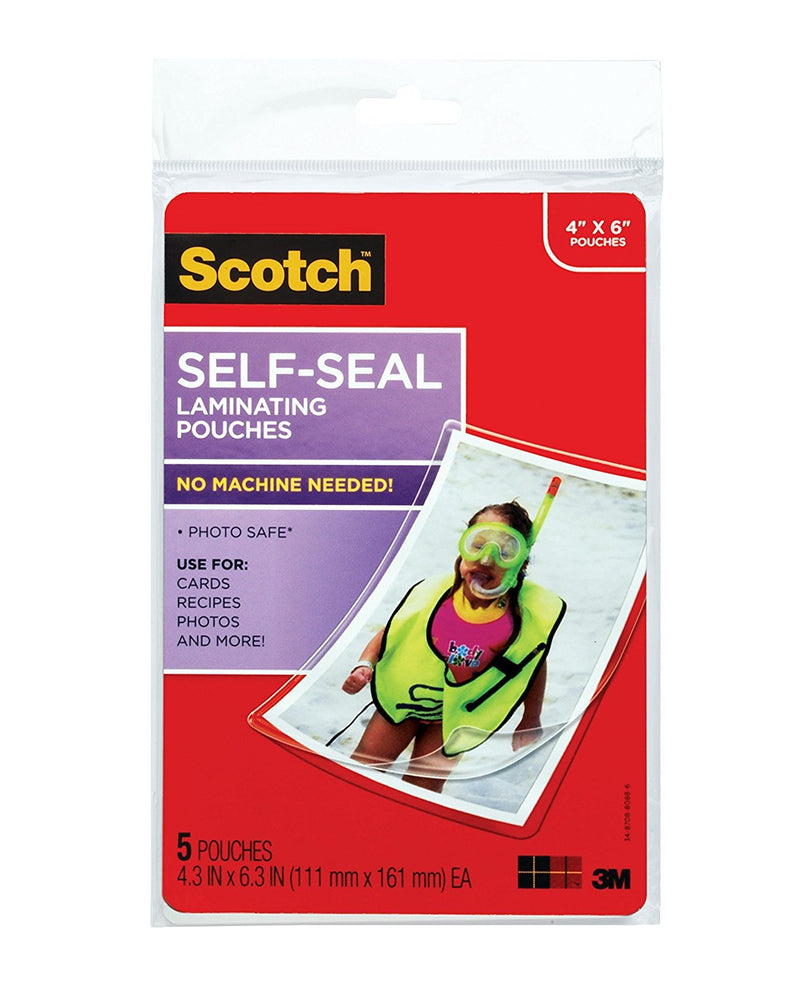 [Australia - AusPower] - 3 Pack of 5 Scotch 4 x 6 Inches Self-Sealing Laminating Pouches 