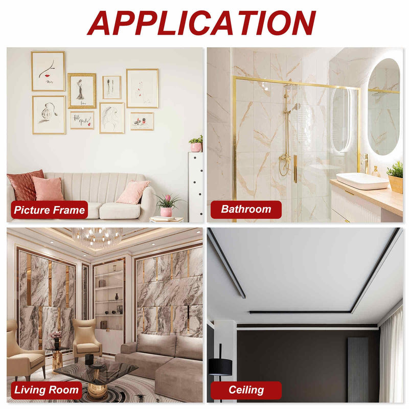 MECCANIXITY Silver Trim Peel and Stick, Self Adhesive Mirror Trim Border 13ft x 1.6" Stainless Steel Brushed Finish Molding Tape Strips for Mirror Frame Wall Cabinet Tile Edge Molding 13ft x 1.6" Brushed Silver