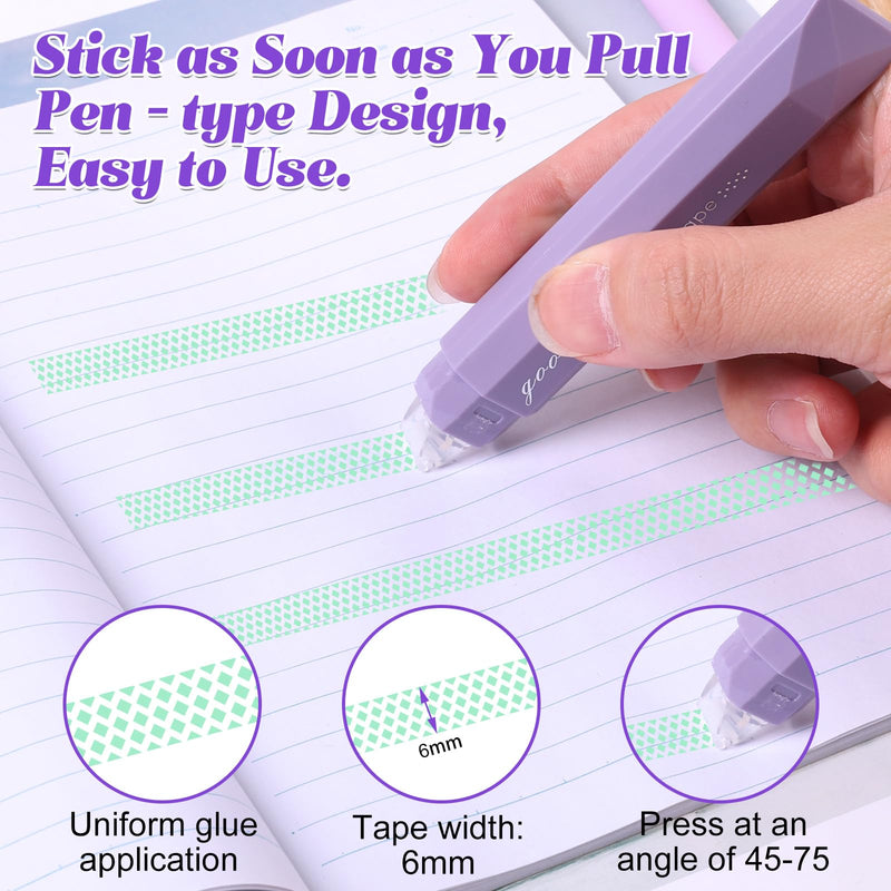 4 Pack Double Sided Tape Roller, 2026 New Scrapbooking Double Sided Tape Roller, Suitable for Gift Wrapping, Scrapbooking, Craft Journals, Photo Mounting, Office & School Supplies (Purple)