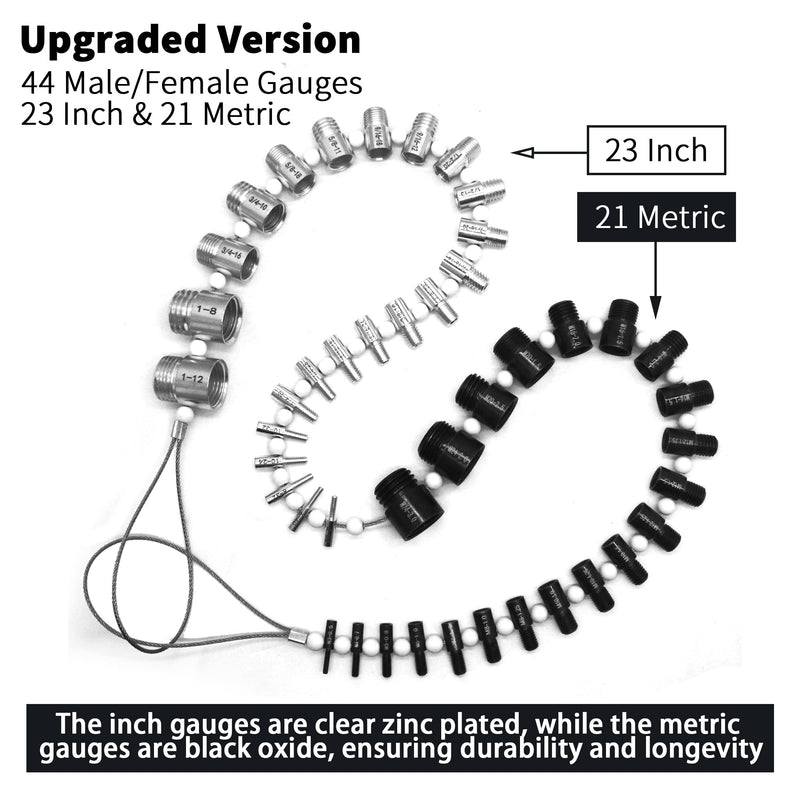 [Australia - AusPower] - Thread Checker Nut & Bolt SWTC-44 Bundle Thread Checker Nut and Bolt Checker 44 MaleFemale Thread Identifier Gauges - 23 Inch & 21 Metric Sizes (White&black, 23 Inch & 21 Metric) 