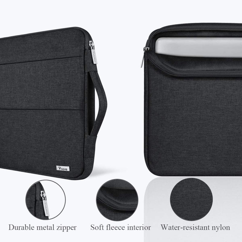 [Australia - AusPower] - Voova 13 13.6 Inch Laptop Sleeve Case Compatible with MacBook Air/MacBook Pro 13 M2/M1,13.5 Surface Laptop 5/4, Surface Pro X / 9/8, iPad Pro 12.9, Waterproof Computer Bag Cover with Handle, Black 12.6-13.6 Inch 