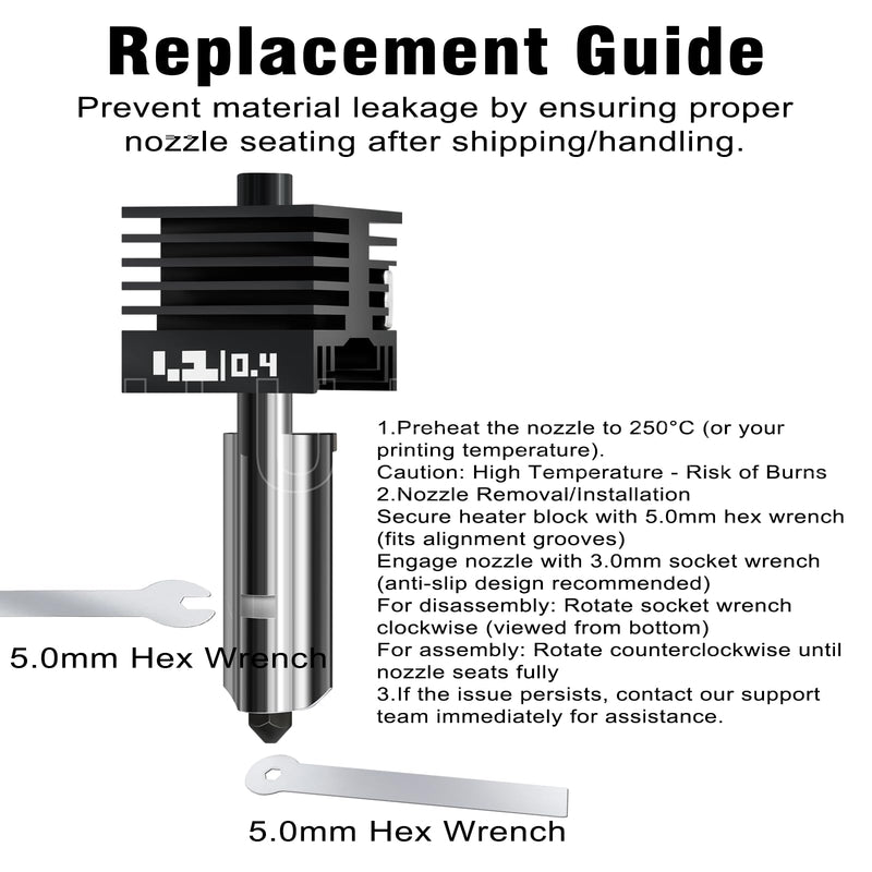3PK 0.2+0.4+0.6mm p2s hotend Kit for Bambu lab P2S/X2D/H2D/H2S/H2C Anti-Clogging & Leak-Proof Design for Bambu Lab P2s Nozzle Hardened Steel Wear-Resistant P2S Extruder Kit for Bambu P2s Combo