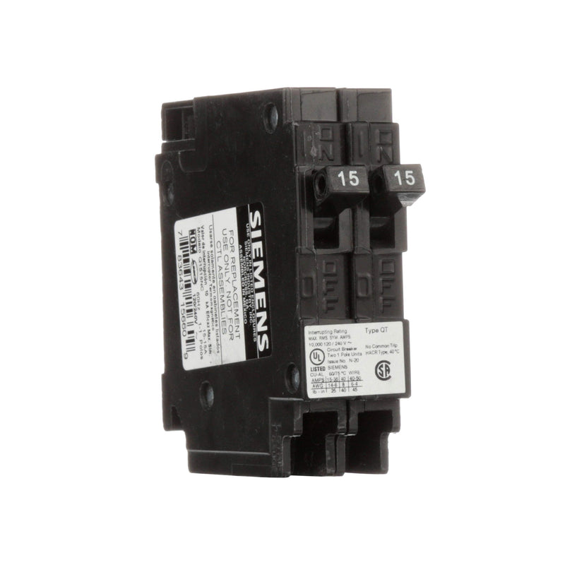 [Australia - AusPower] - Siemens -HI Q1515NC Two 15-Amp Single Pole 120-Volt Non-Current Limiting Circuit Breaker 1 Count (Pack of 1) 