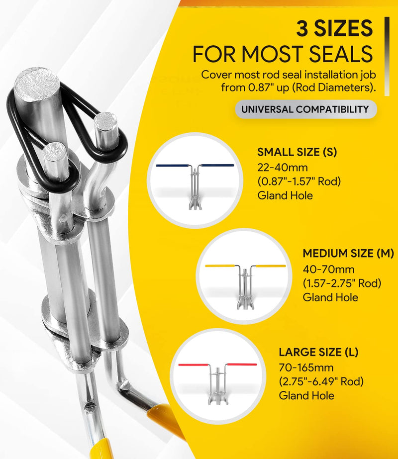 [Australia - AusPower] - 3 Pack Hydraulic Seal Installation Tools, Hydraulic Cylinder Piston Repair Seal Kit, U-Cup Rod Seal Installation Tool Kits Upgraded Seal Twistor Install Tool Set 3 Pack 