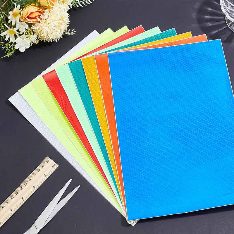 18 Sheets 9 Colors Adhesive Reflective Stickers, Night Visibility Stickers Safety Warning Reflector Strips Waterproof Reflective Tape for Car Bike Trailer Boats, 11.89 x 7.87 Inch