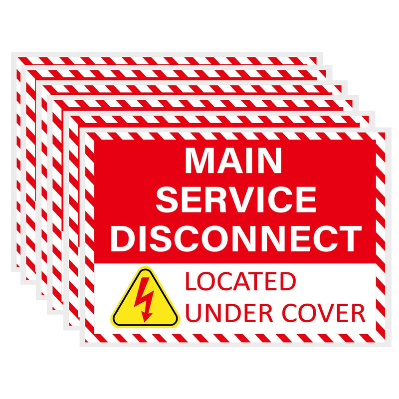12 Pack Main Service Disconnect Labels Sign, Emergency Service Disconnect Sticker Decals for Electrical Panel, Indoor and Outdoor(5"x3.5")