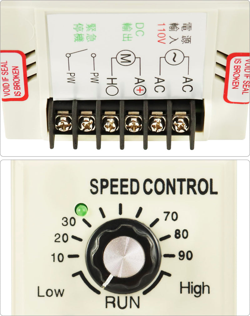 QWORK AC 110V 400W Knob Motor Speed Controller, 2 Pack DC 0-90V Variable Adjustable Speed Regulator for 90V DC Motors 2 pcs