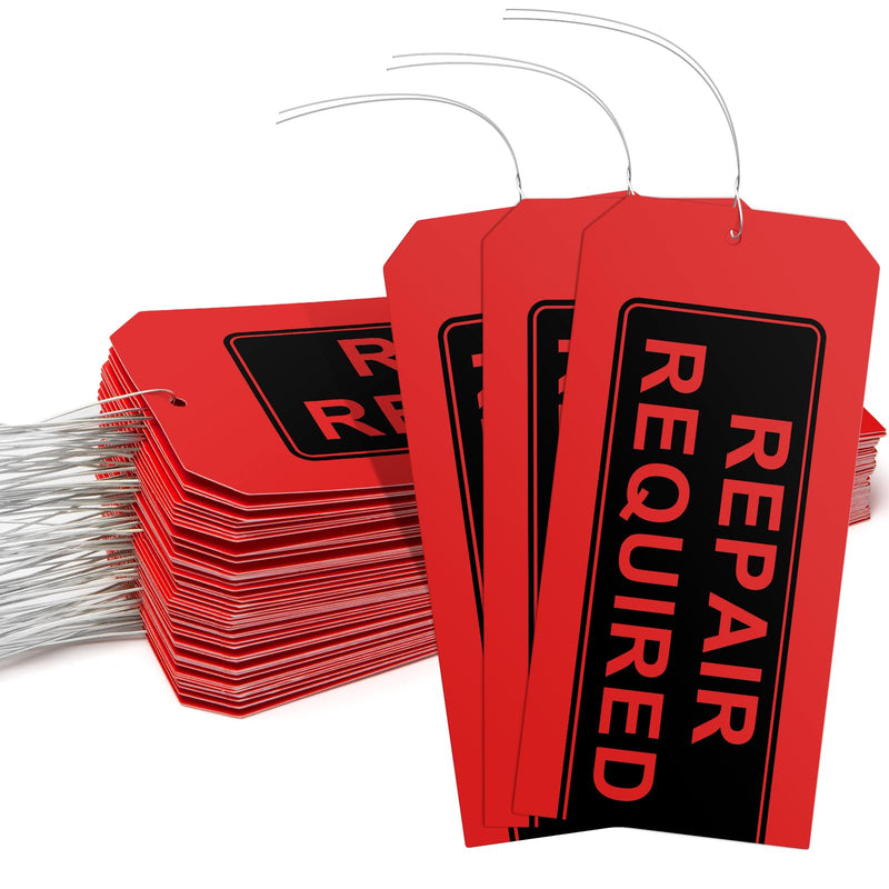 Repair Request Tags Plastic,100-pk Red Repair Tags with Wires Attached,Tear & Water Resistant PVC-Plastic,Maintenance Repair Tags,Weather Proof