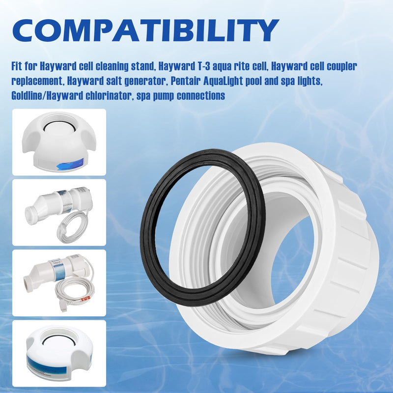 Salt Cell 2" Union Replacement for Goldline Hayward Salt Chlorine Generators, GLX-Cell-Union 2-Inch Pump Union for Hayward Salt Cell, Pool Part for Spa Pump Connections, 2 Pack