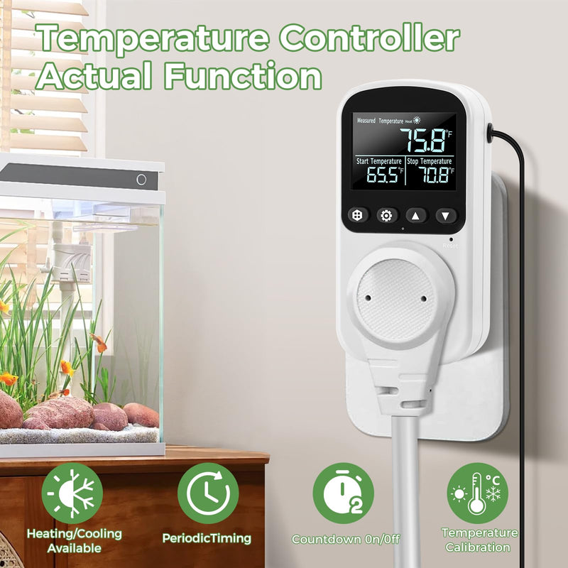 [Australia - AusPower] - Diymore 1800W Plug in Digital Thermostat Temperature Controller Electric RV Thermostat Outlet Heating Cooling Control Mode Timer 120V 15A -104 ℉~210 ℉ Greenhouse with Thermostat Pool Thermometer 