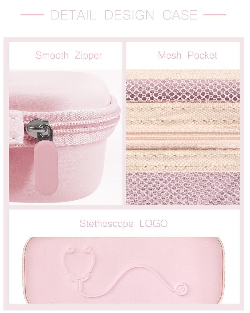 [Australia - AusPower] - Hard Stethoscope Case for 3M Littmann Classic III, Lightweight II S.E, MDF Acoustica Stethoscope, Stethoscopes Carrying Case with Mesh Bag for Nurse Accessories Gauze Penlights Cotton Swabs PINK-YELLOW 