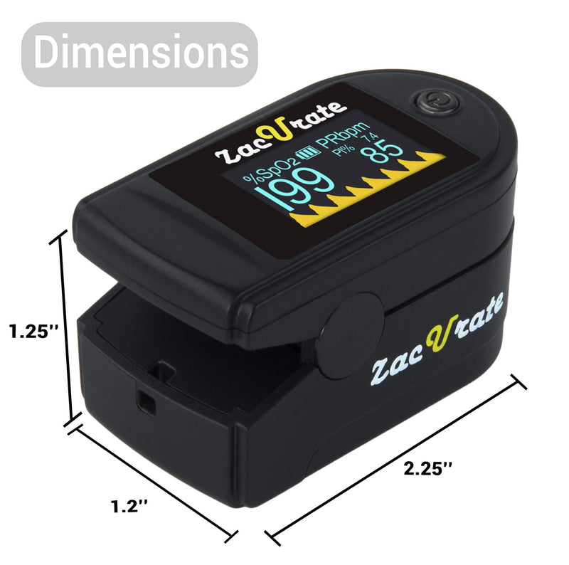 [Australia - AusPower] - Zacurate 500C Elite Fingertip Pulse Oximeter Blood Oxygen Saturation Monitor with Silicon Cover, Batteries and Lanyard (Mystic Black) 