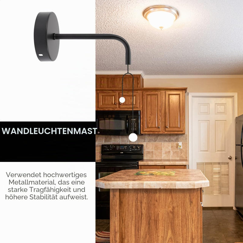Metal Wall Light Bar 13 cm with Angle Lamp Holder Black Wall Lamp Holder for Living Room Lighting Stable Homemade Lamp Holder for Bedroom and