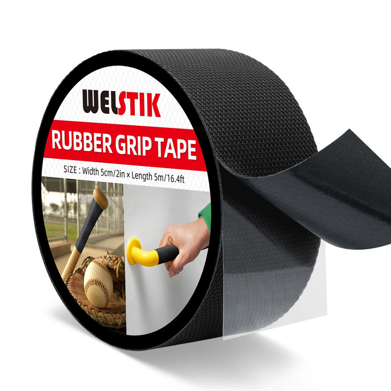 WELSTIK Rubber Grip Tape, Ultra Strong Sweat Absorbent Anti Slip Tape with Textured Adhesive for DIY Tools & Gadgets (Black, 2In x 16.4Ft) 2inch*16.4ft