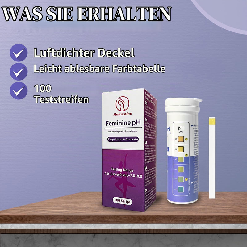 Vaginal pH Test Strips (100 Strips) Female pH Test for Monitoring Vaginal Intimate Health and Prevention of Infections, Accurate Acid and Base Balance Emballage violet