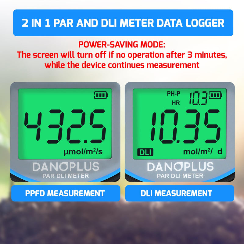 [Australia - AusPower] - PAR Meter 2 in 1 PAR DLI Meter with Data Logging, Record and Export 5 Years of Data, 400-700nm PPFD Meter Sunlight Meter Measure PPFD and DLI (Daily Light Integral), Light Measurement Tool for Plants 