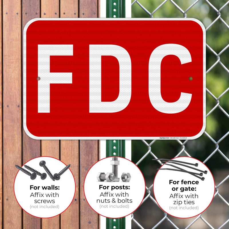 FDC Sign, Red Background, 12x18 Inches, 3M EGP Reflective .063 Aluminum, Fade Resistant, Made in USA 12x18 Reflective