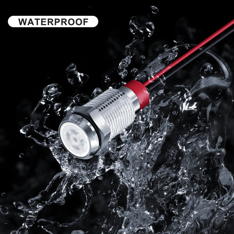 [Australia - AusPower] - 10 Pcs LED Metal Waterproof Indicator Light, 12-24V 2/5'' Mounting Hole Pre-Wired Pilot Signal Light for Car, Trucks, Boats, Marine, Dash, Industrial Electricity (White, 10mm) White 