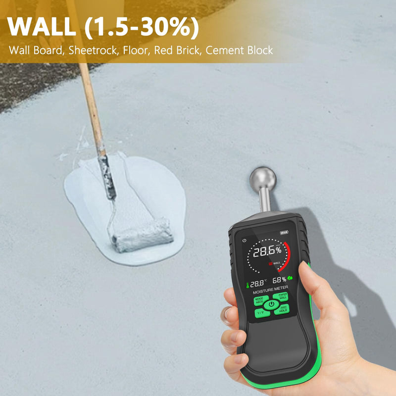 [Australia - AusPower] - Ball Inductive Wood Moisture Meter, Non-Destructive Moisture Detector in Drywall, Wood, Masonry, Backlit LCD Display and Alarm Moisture Reader Tester, Detects up to 20mm 