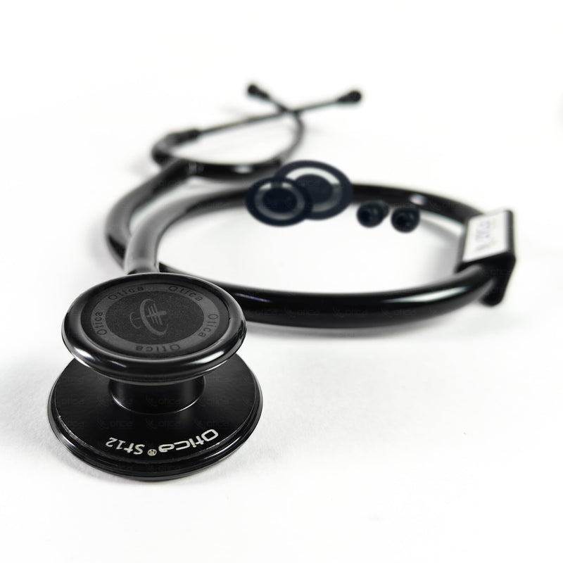 [Australia - AusPower] - Black Stethoscope For Doctors and Medical Students Black Tube, Double-Side Chestpiece 