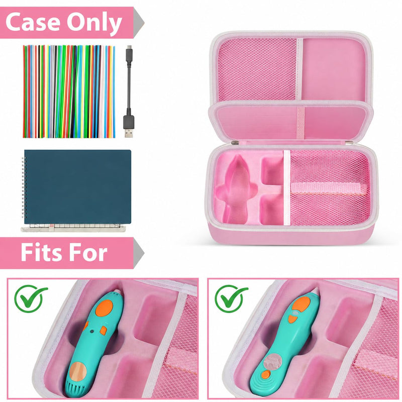 casmilee Case Compatible with 3Doodler Start+ Essentials 3D Pen Set for Kids, Art Activity Set Storage for Educational STEM Toy, Hold Plastic Filaments Strands- Pink Case Only