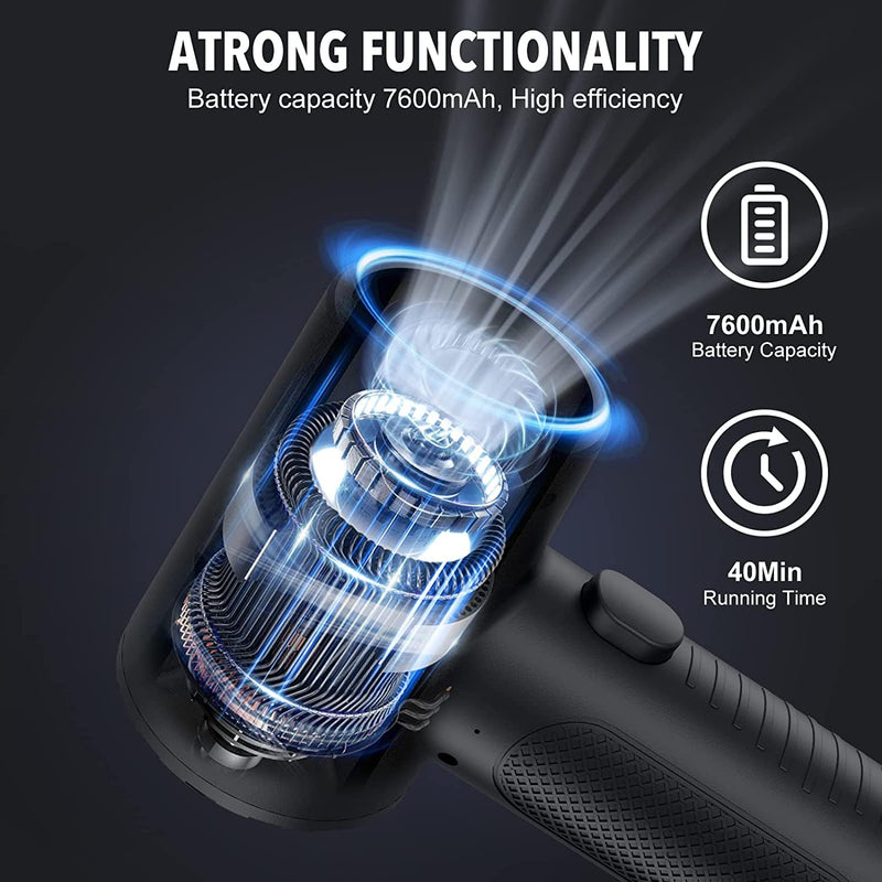 [Australia - AusPower] - Compressed air Duster - 120000RPM 3 Speeds Electric Air Duster, 7600mAh Battery Cordless Dust Blower for Keyboard Cleaner,Rechargeable Air Blower AIC Can for Office Computers 